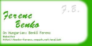 ferenc benko business card